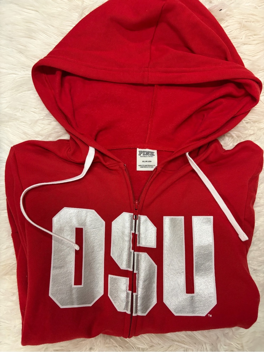PINK Victoria's Secret Red Zip-Up Ohio State Buckeyes Hoodie